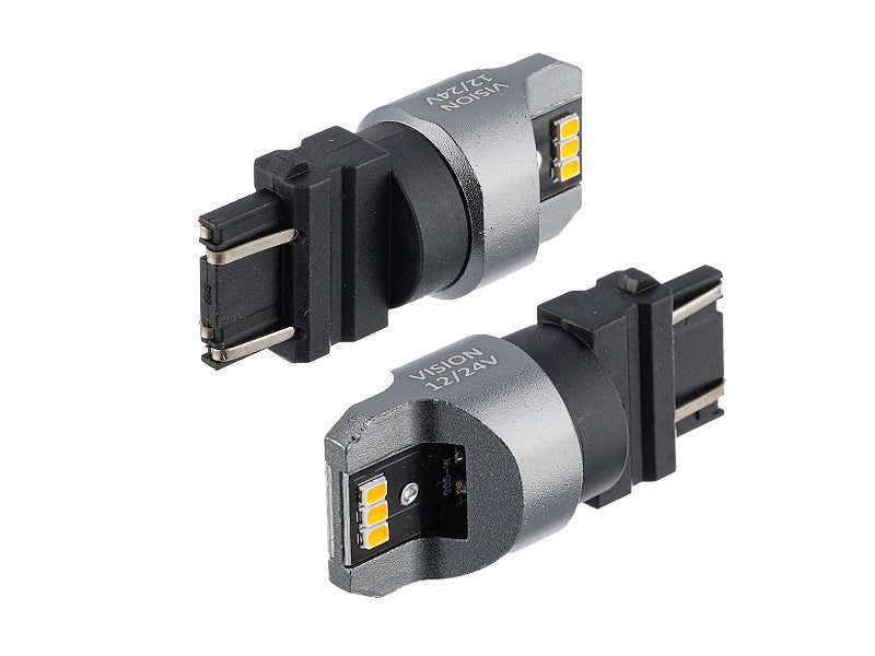 Izzó VISION PY27 7W T25 1224V 6x 3020 SMD LED nem poláris CANBUS narancssárga 2 db – kép 2