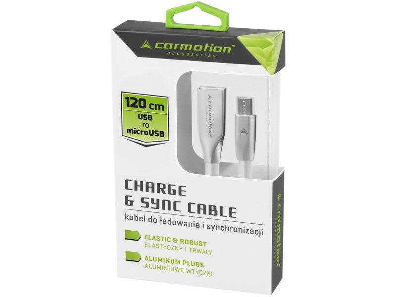 Töltő és szinkronizáló kábel 120 cm USB> micro USB fehér – kép 2