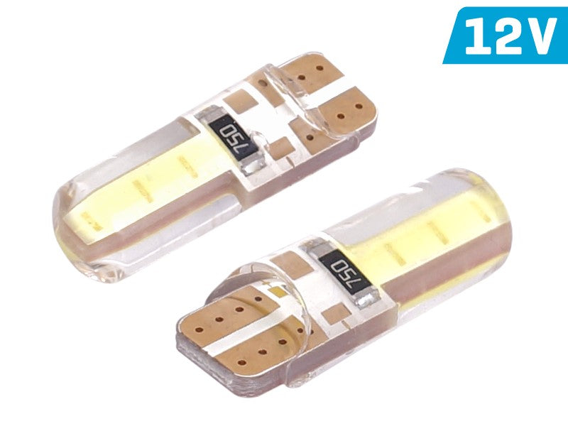 Izzó VISION W5W (T10) 12V 2x COB LED, fehér, szilikon ház, 2 db