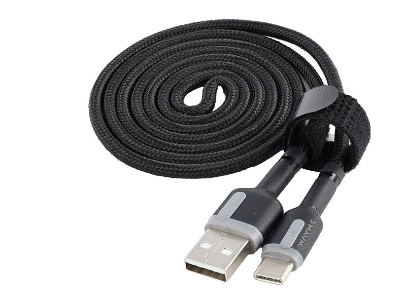 WAYME töltő és szinkronizáló kábel 100 cm fonott mikroszálas USB> USB C – kép 2