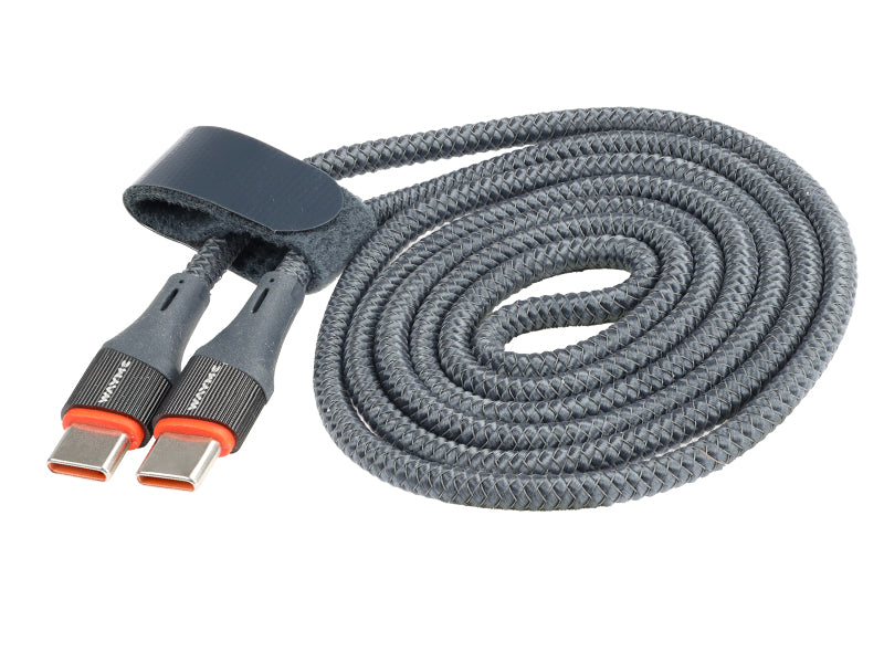 WAYME töltő és szinkronizáló kábel mikroszálas fonott 100 cm 100 cm USB C > USB C PD max 65W – kép 2