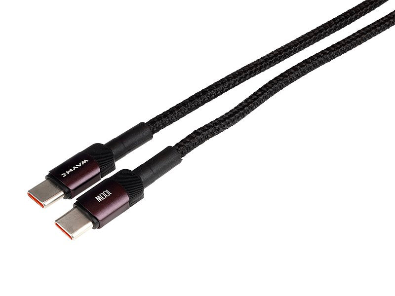 WAYME Mikroszálas fonott töltő- és szinkronizáló kábel, 100cm, USB-C > USB-C, Max 100W, lila