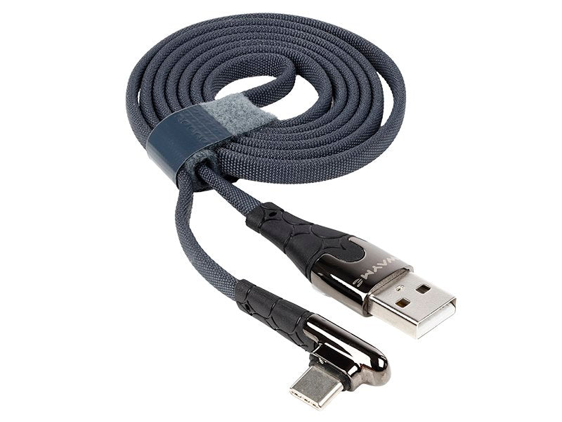 WAYME töltő és szinkronizáló kábel fonott mikroszálas 100 cm USB > ferde USB C max 30W – kép 2