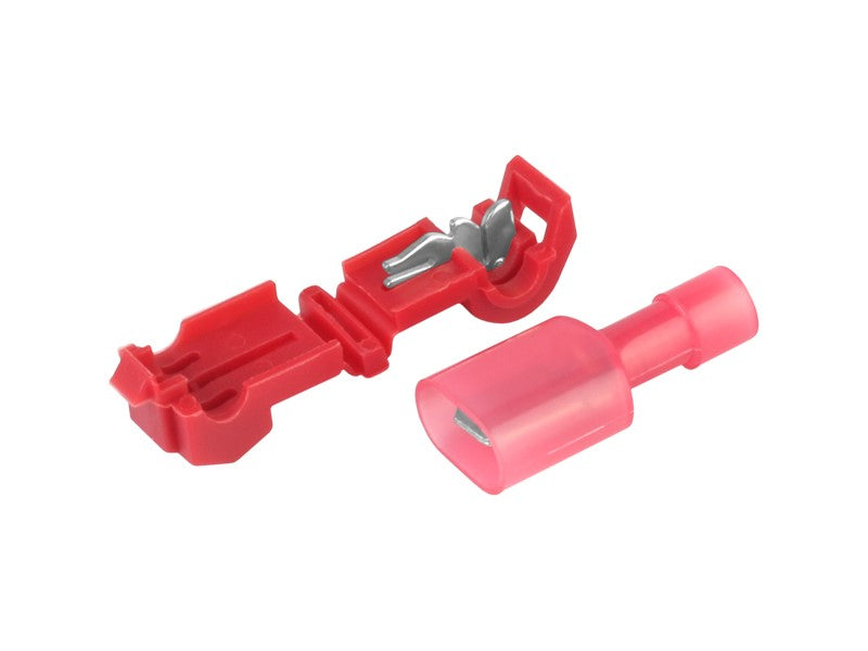 T-típusú gyorscsatlakozók, piros 0,5-1,5 mm2, 22-18 AWG, 15A max, 5 db