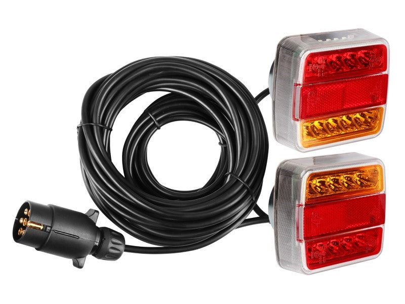 LED-es hátsó mágneses lámpák készlete, 7,5 m kábel, 7 PIN dugó