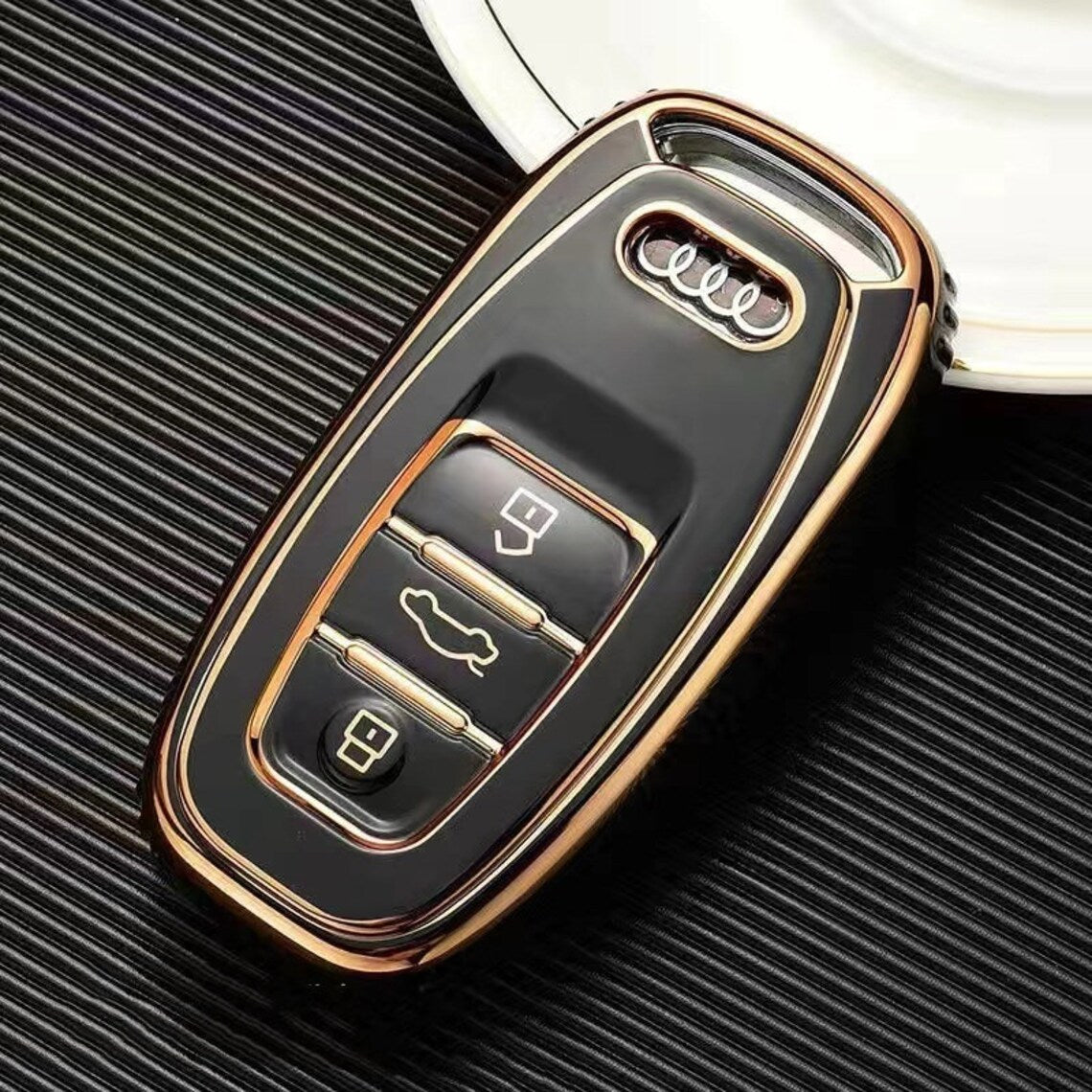 Audi kulcs TPU tok 3 gombos - Fekete