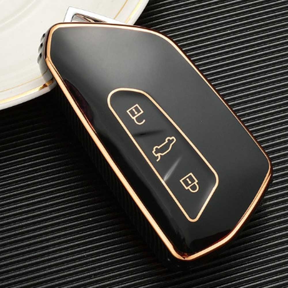 SEAT 3 gombos TPU kulcstok - Fekete-Arany