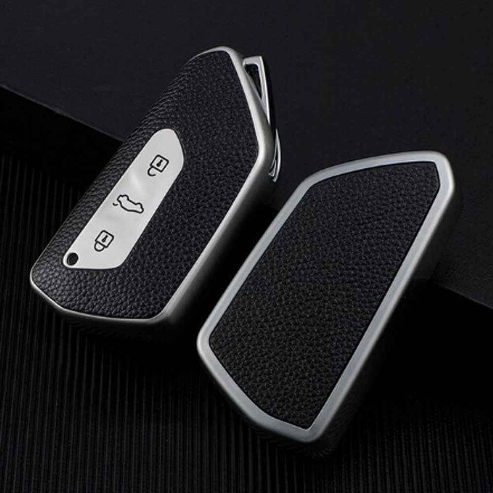 SEAT 3 gombos TPU kulcstok - Fekete-Ezüst