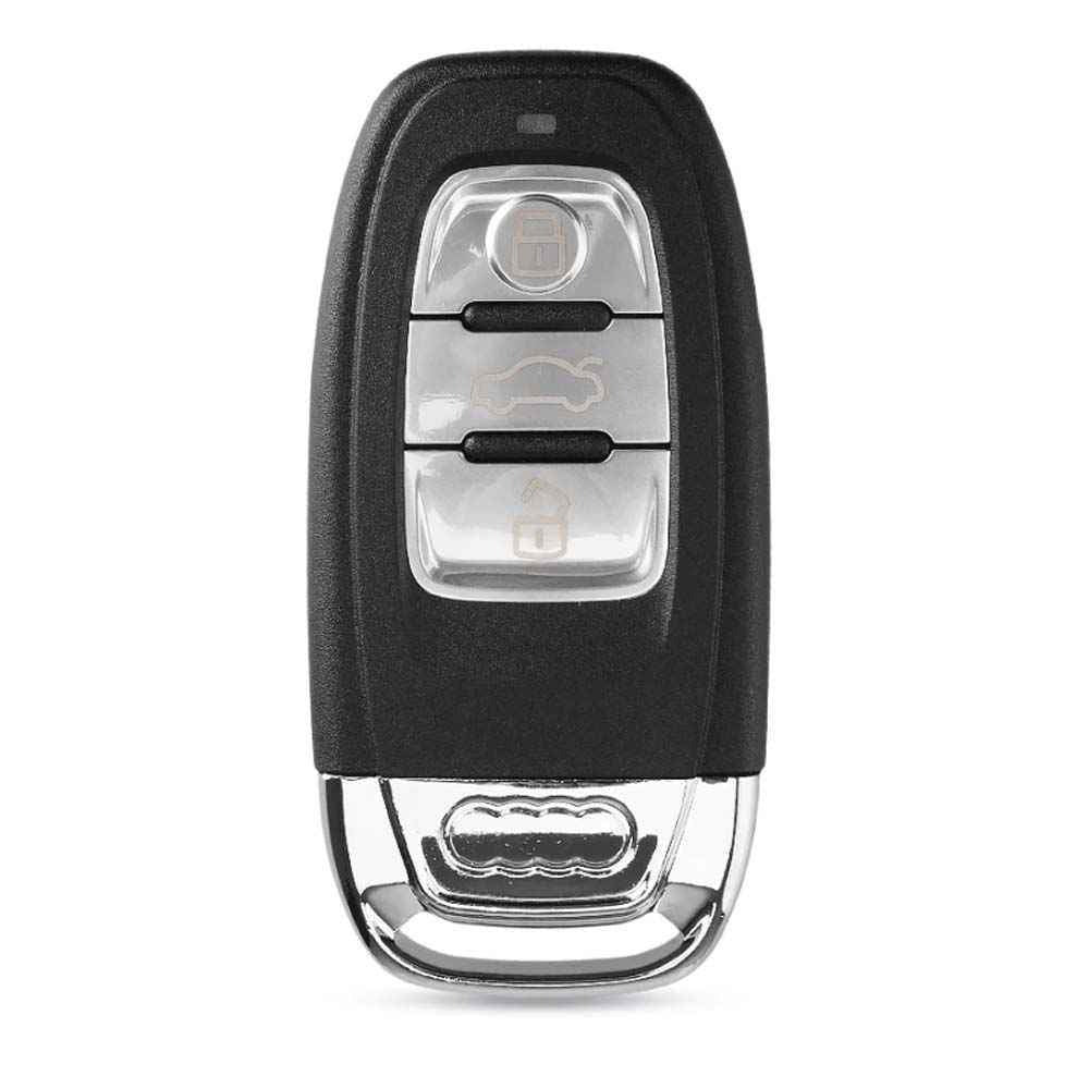 Fekete és ezüst színű, 3 gombos Audi kulcs, kulcsház.