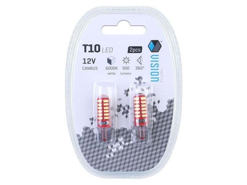Izzó VISION W5W T10 12V 24x 3014 SMD LED CANBUS szilikon izzótartó fehér 2 db – kép 3
