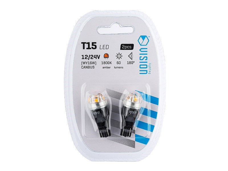 Izzó VISION WY16W T15 1224V 5x 2835 SMD Lumileds nem poláris CANBUS narancssárga 2 db – kép 3