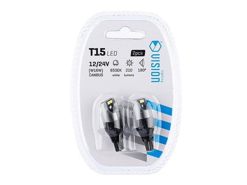 Izzó VISION W16W T15 1224V 4x 3020 SMD LED nem poláris CANBUS fehér 2 db – kép 3