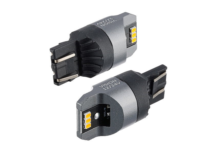Izzó VISION WY21  5W T20q 1224V 6x 3020 SMD LED nem poláris CANBUS narancssárga 2 db – kép 2