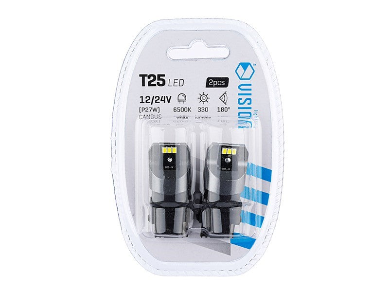 Izzó VISION P27W T25 1224V 6x 3020 SMD LED nem poláris CANBUS fehér 2 db – kép 3