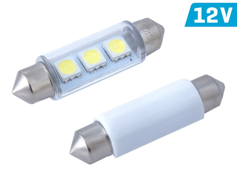 Izzó VISION Festoon SV8.5 41mm 12V 3x 5050 SMD LED, fehér, 1 db