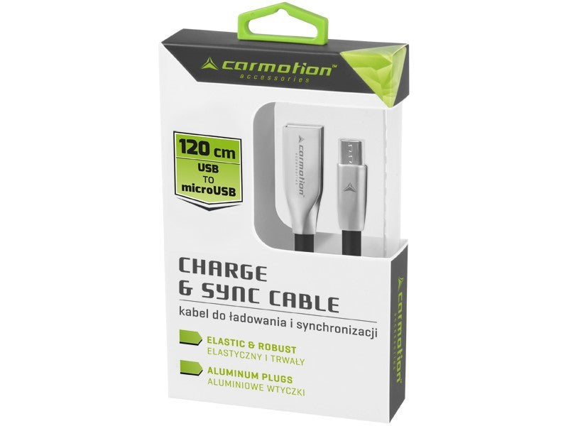 Töltő  és szinkronizáló kábel 120 cm USB> micro USB fekete – kép 2