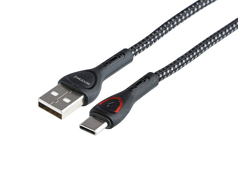 WAYME töltő  és szinkronizáló kábel  fonott mikroszálas LED háttérvilágítás 200 cm USB> USB C – kép 2