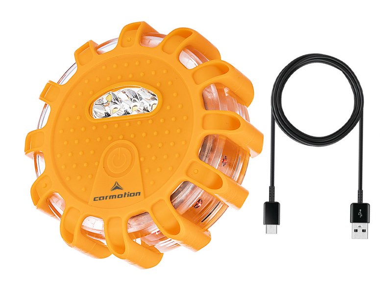 Újratölthető vészjelző lámpa 12 LED + 3 LED, + USB-C kábel