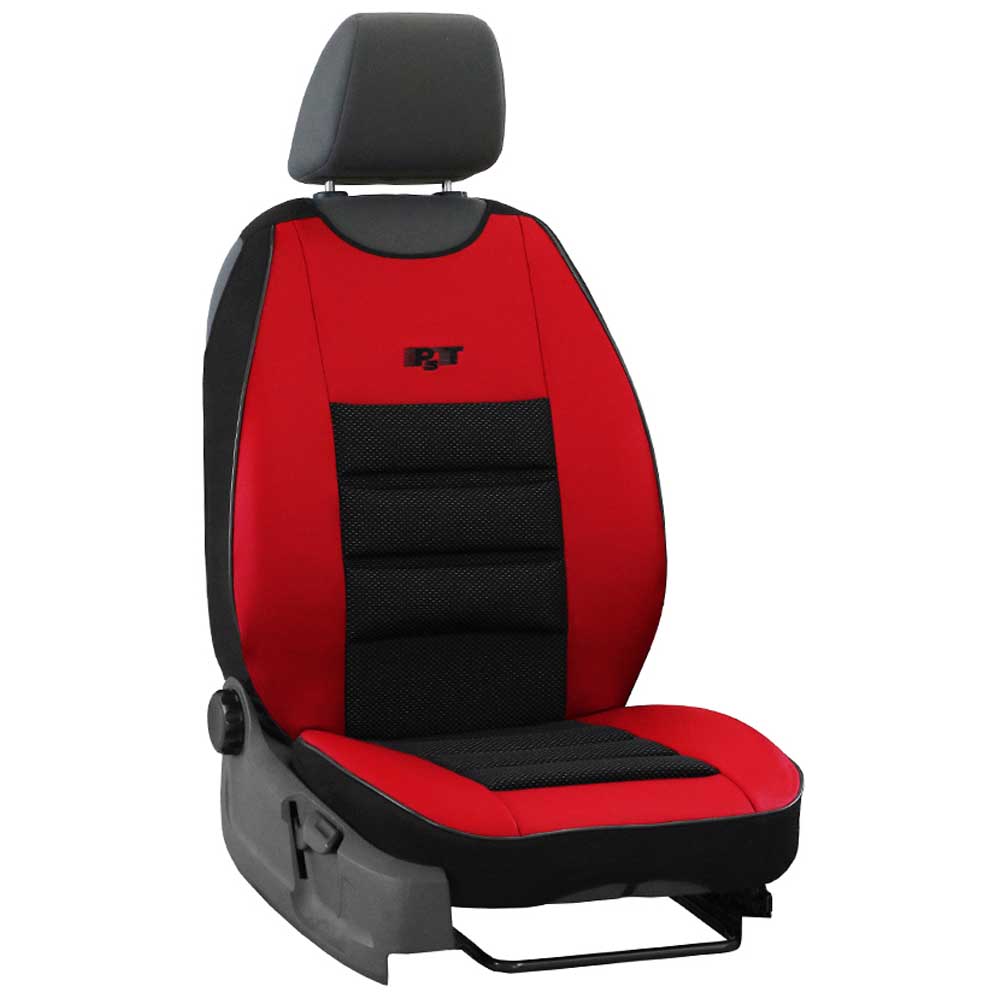 Ergonomic univerzális üléshuzat vezetői üléshez, piros színben, ökológiai bőrből és kárpitszövetből