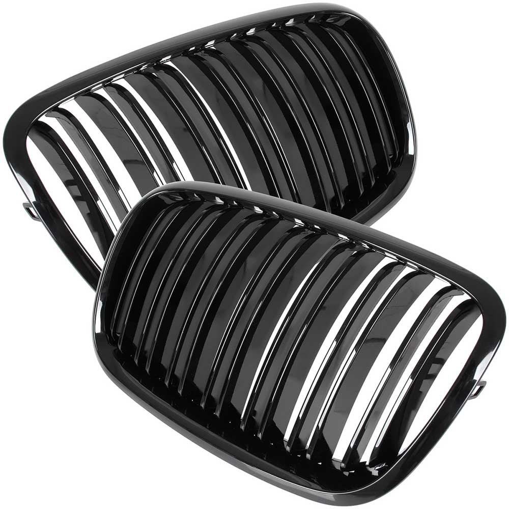 BMW X6 E71 hűtőrács (fényes fekete, double bar – bal+jobb) 2007-2014