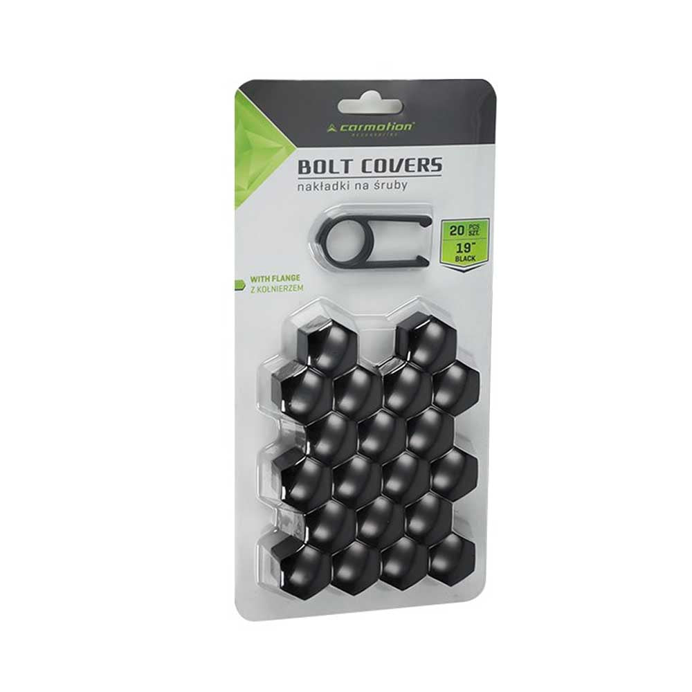 Kerékcsavar védőkupak készlet – 19 mm, fekete (20 db)