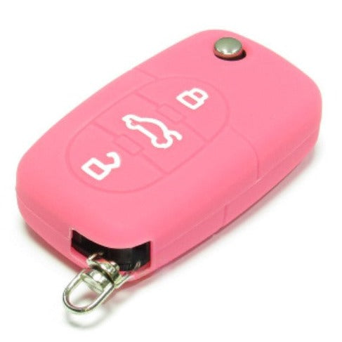 Audi 3 gombos szilikon tok - Rózsaszín