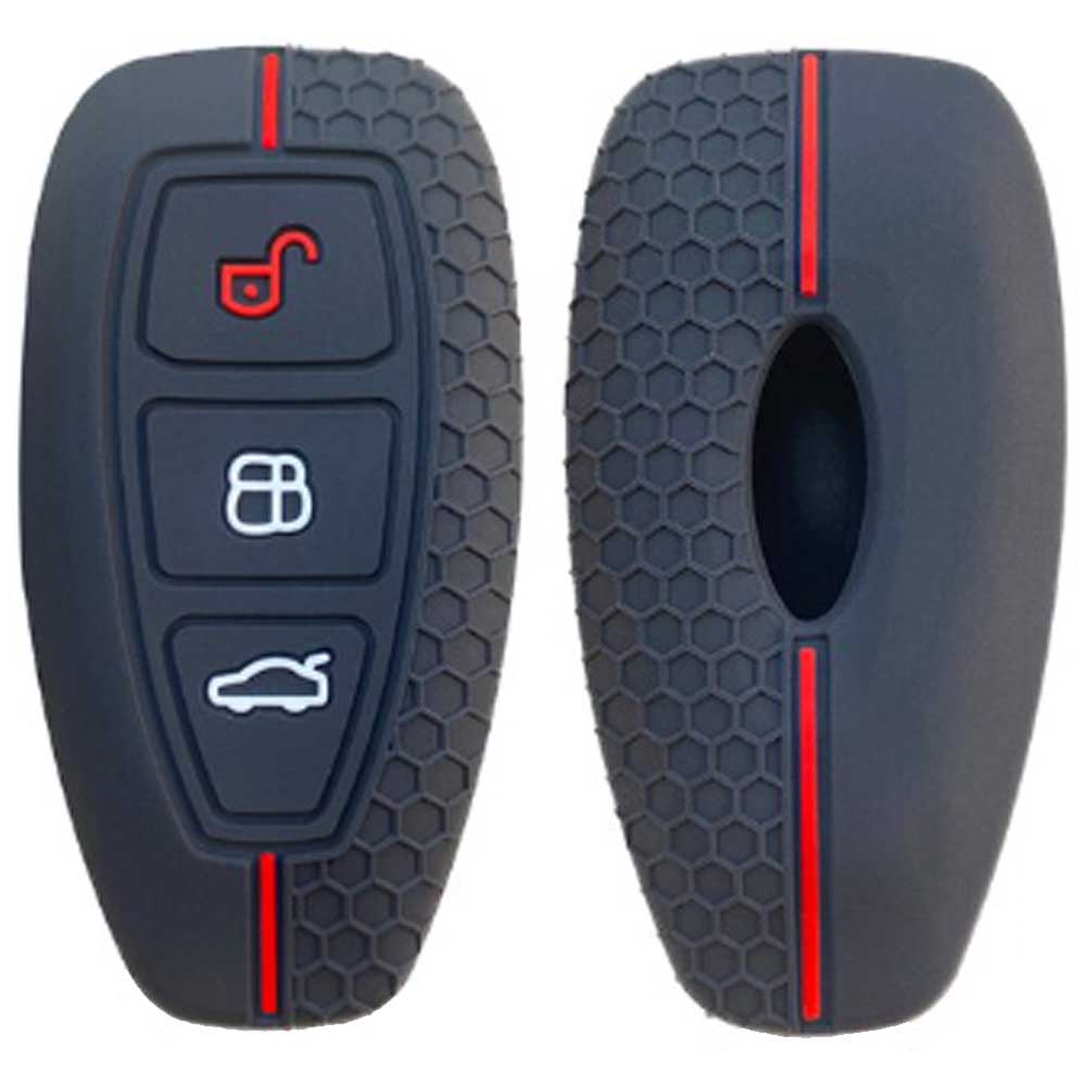 Ford obal na kľúč zo silikónu 3-tlačidlový Čierna/modrá